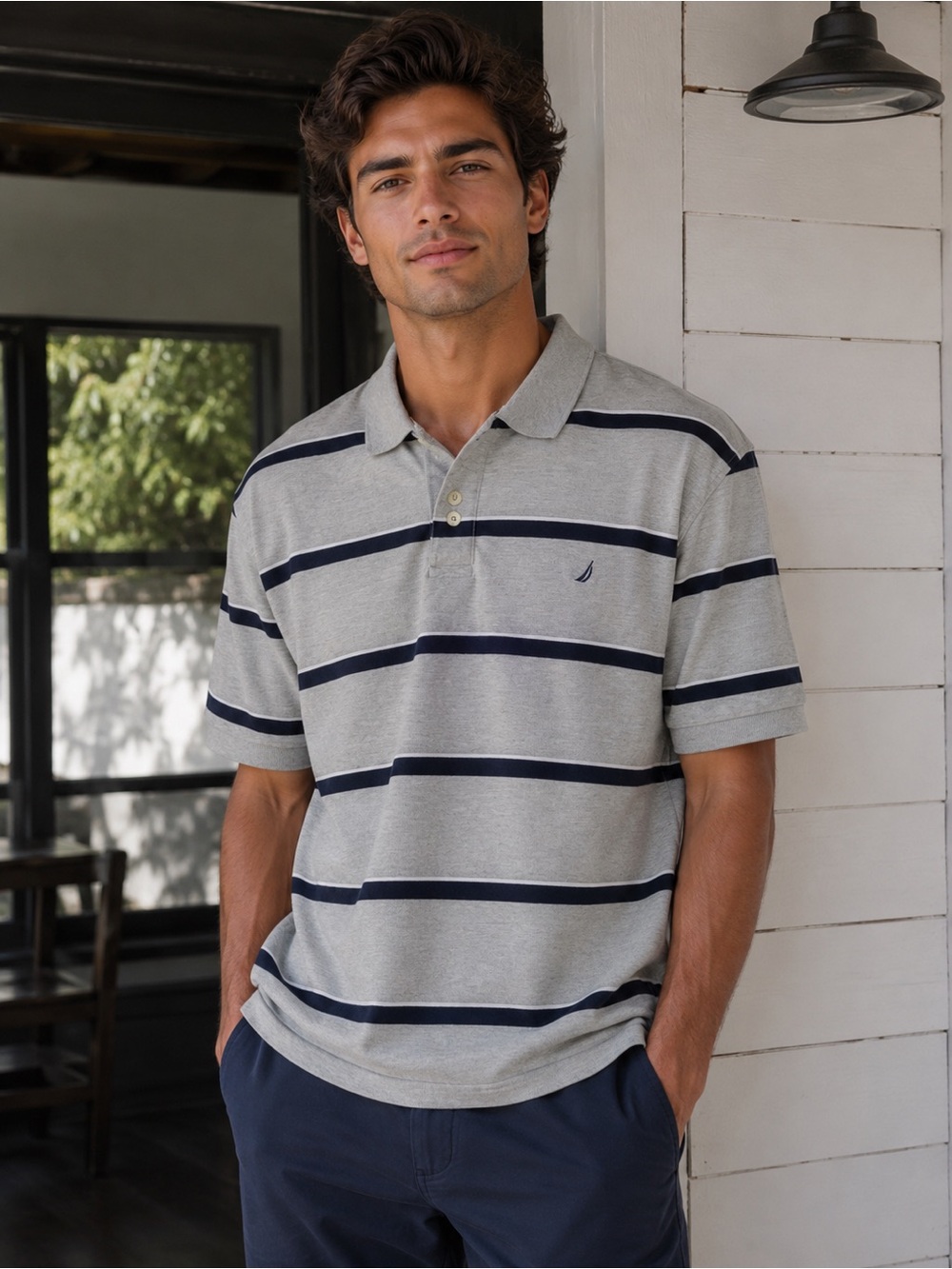 Nautica Striped Short Sleeve Polo Shirt XXL